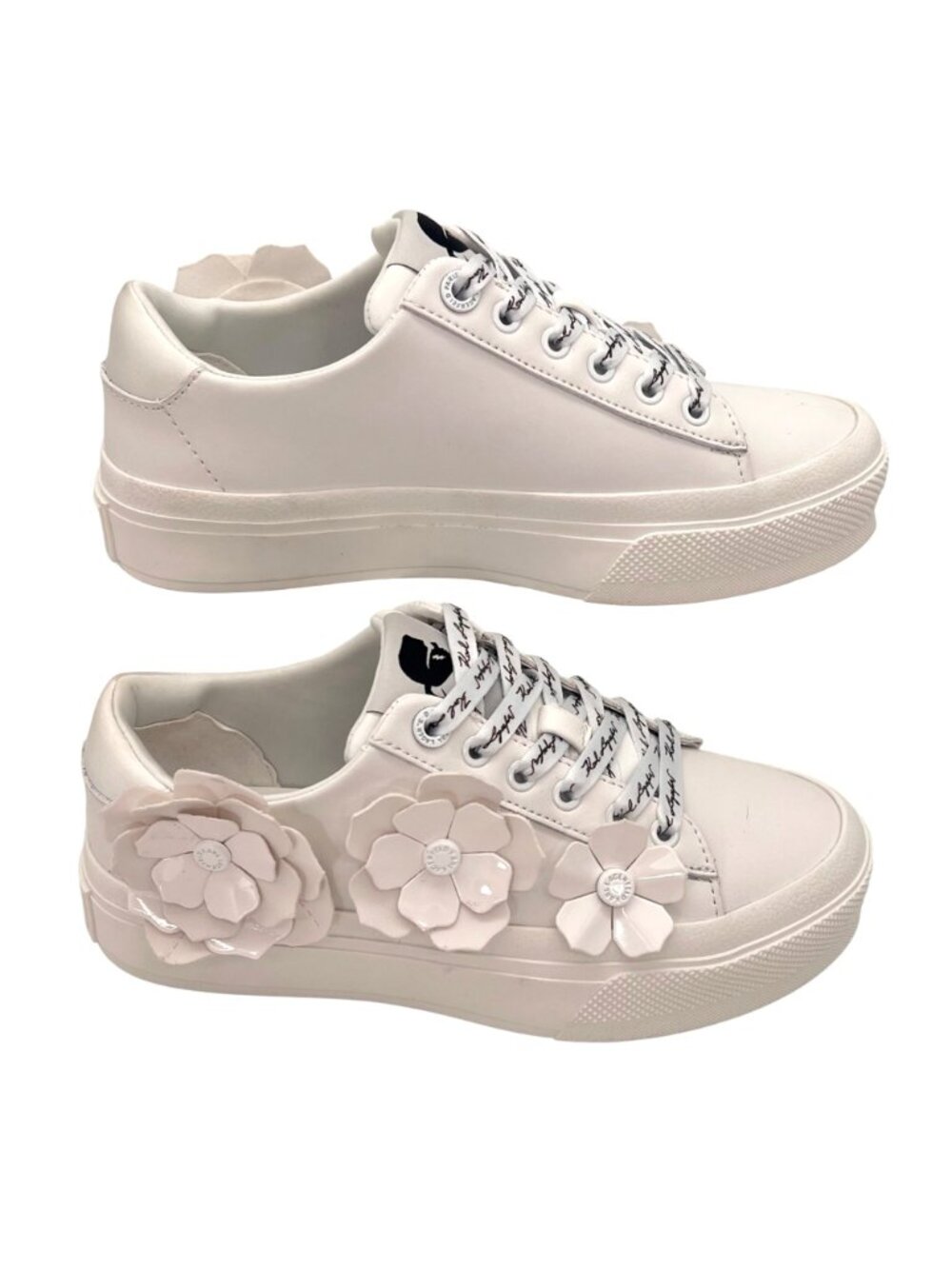Karl Lagerfeld Georgia Shoes Womens Sneakers 5.5 Floral Design White Leather NEW - Picture 5 of 16